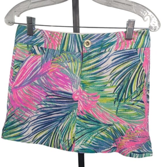 LILLY PULITZER MULTI SCARLET MACAW PRINT NICKI Cotton Flat Front Skort Size OO - Picture 15 of 15
